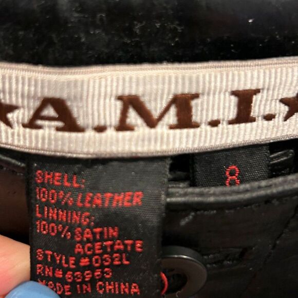 A.M.I. Black Leather Pants - Size 8 - Picture 3 of 3